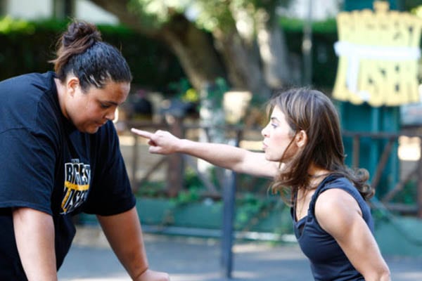 Jillian Michaels points at a contestant on The Biggest Loser