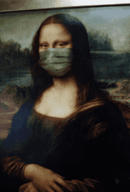 Mona Lisa portrait with face mask