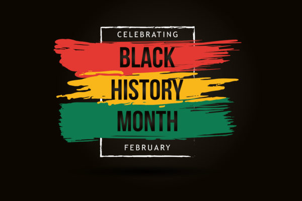 Black history month celebration image with continent flag colors
